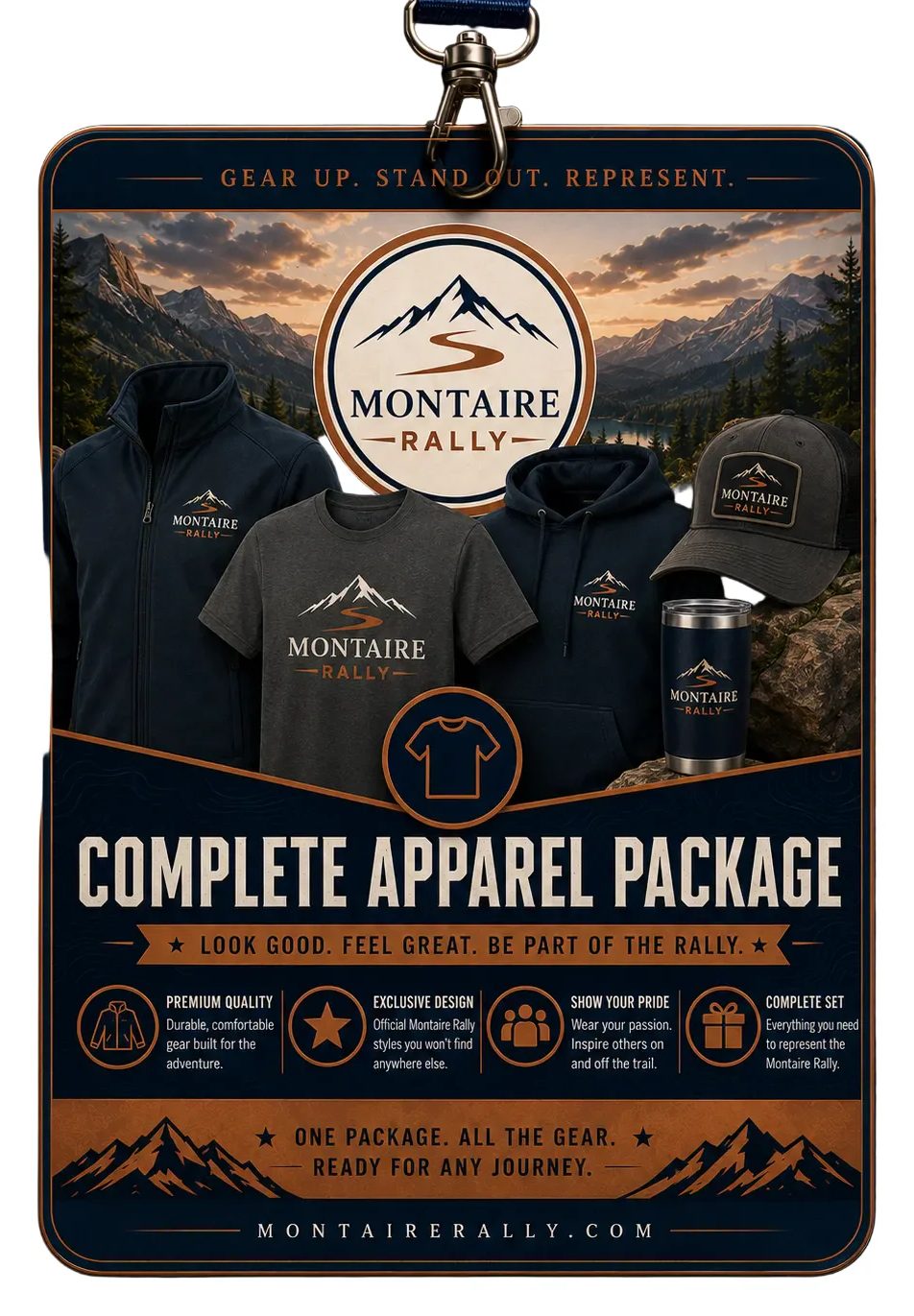 Complete apparel package lanyard badge